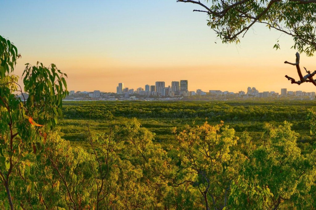 Darwin skyline at sunset